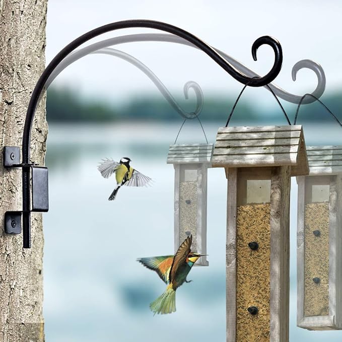 Swivel Bird Feeder Hanger Hook: Swivel Hanging Plant Bracket Outdoor - Wall Mount Swivel Hanging Hook for Bird Feeder 16Inch 2Packs