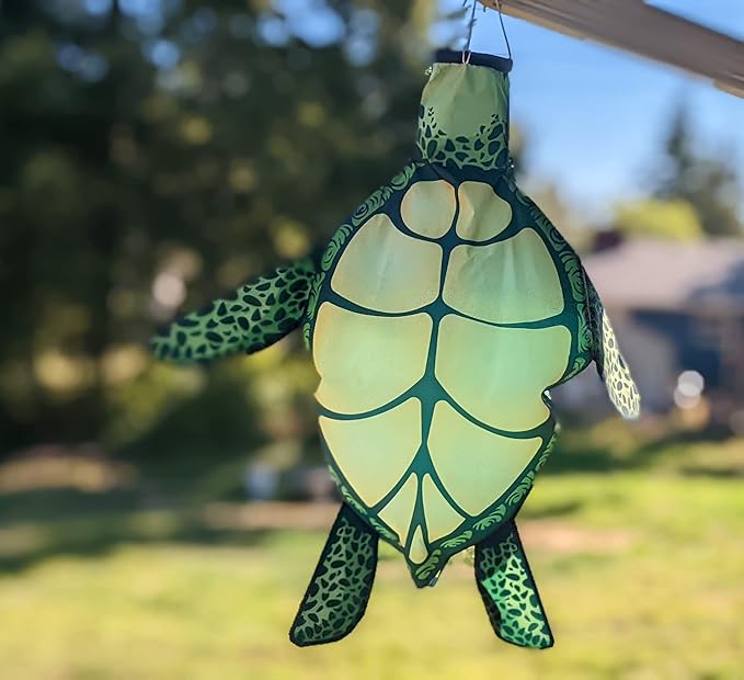 Madrona Brands Small Turtle Windsock | Durable Outdoor Hanging Decoration | Yard, Garden, Patio, Beach and More | 32 Inch