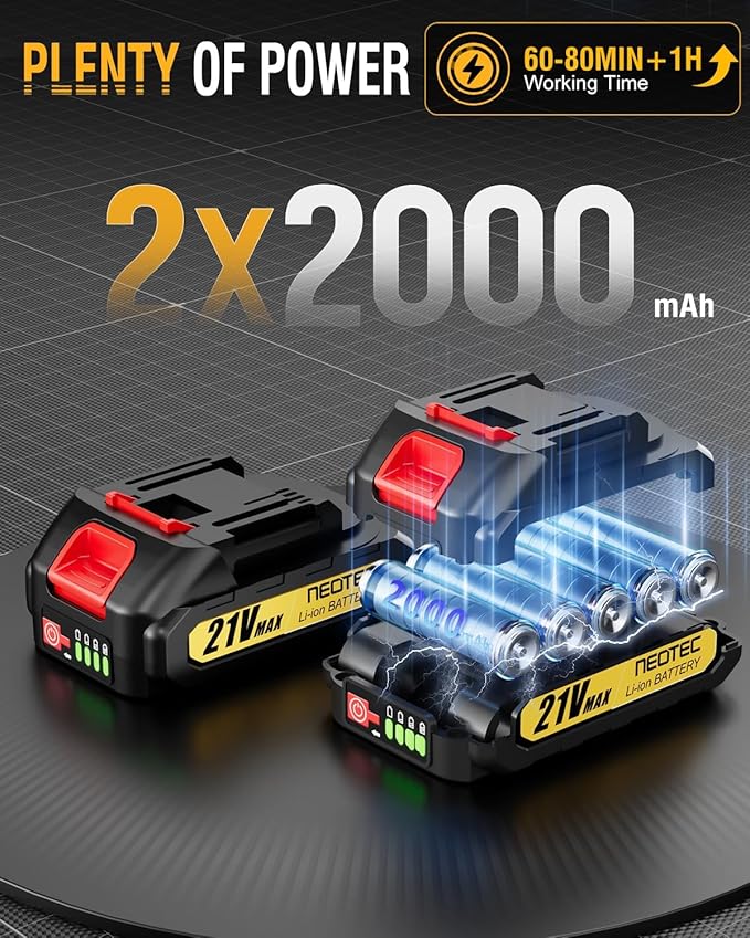 Mini Chainsaw Cordless 6-inch, NEOTEC Handheld Electric Chainsaw 4000mAh Battery Powered with Dual Security Lock, Mini Chain Saw for Tree Trimming Wood Cutting (2 Batteries+3 Chains+2 Bars)