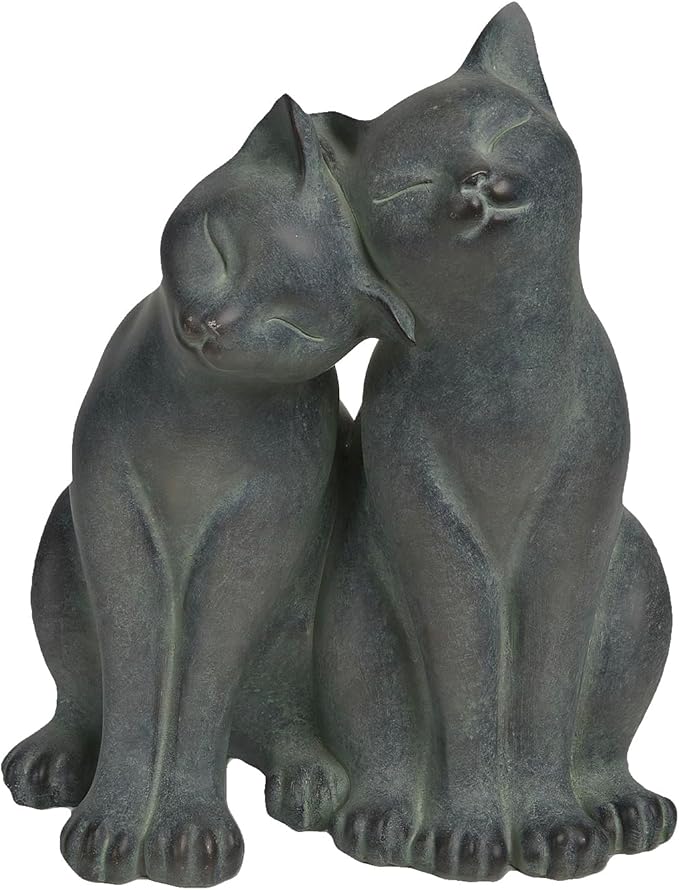 Newman House Studio Garden-Statues Cats Kitten-Couple Figurines Decor - Polyresin Sculpture for Outside Farmhouse Yard, 8.9 * 8.3 * 10.9 Inch