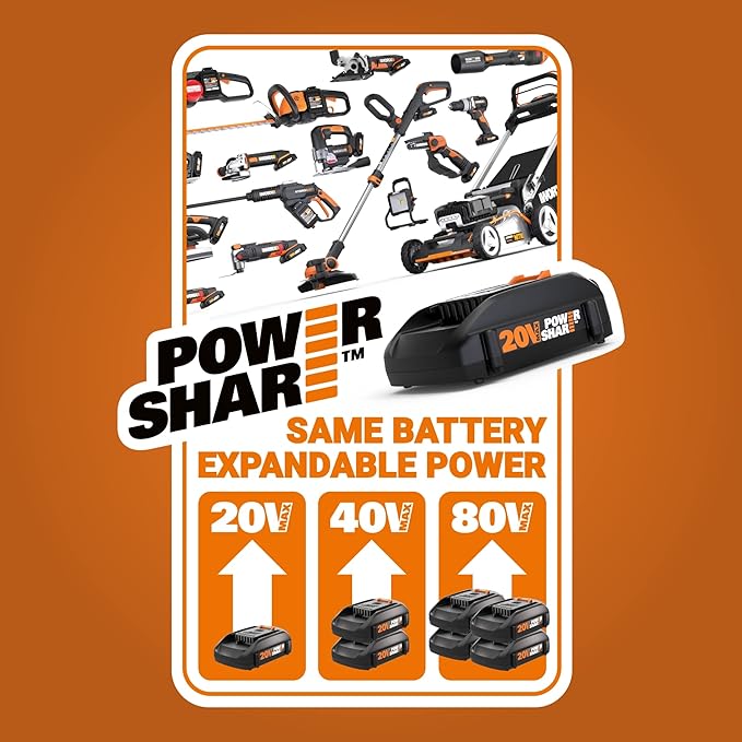 WORX WG545.1 20V Cordless Leaf Blower, Electric Blowers for Lawn Care with 120 MPH & 3.5 Lbs, Long Nozzle Design for Narrow Spaces with Cleaning Attachments, Battery & Charger Included