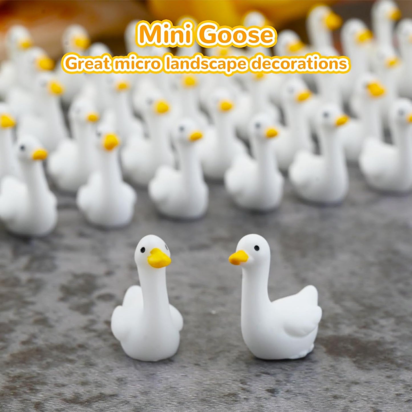 50pcs Mini Tiny Goose Figurines - Resin Geese Animal Statues for Halloween Decorations, DIY Crafts, Party Gifts, Stocking Stuffers, Micro Landscape Ornaments to Hide,Small Desk Goose Decor