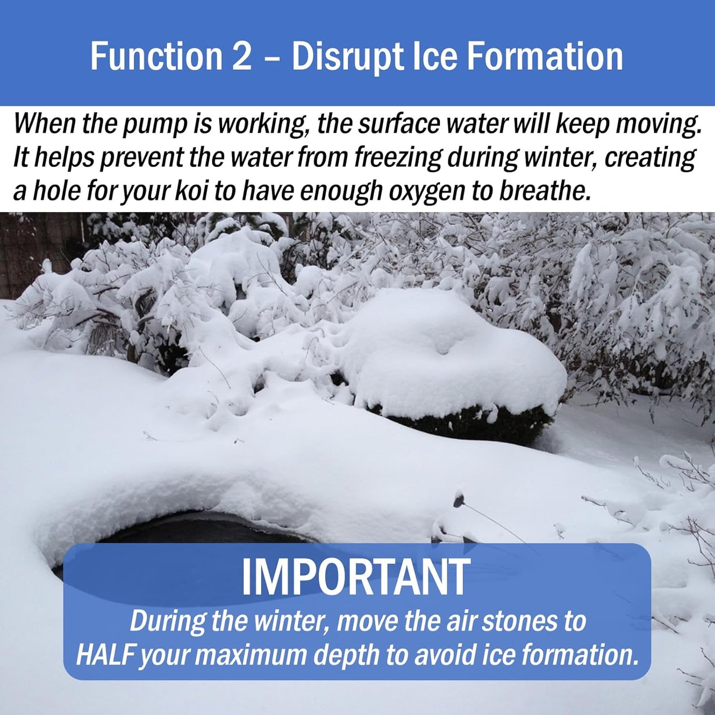 AquaMiracle All-in-One Koi Pond Aerator for Outdoor Ponds, Pond Air Pump Pond Aeration System with Self-Sinking Airline Flow Control Rubber Air Diffuser