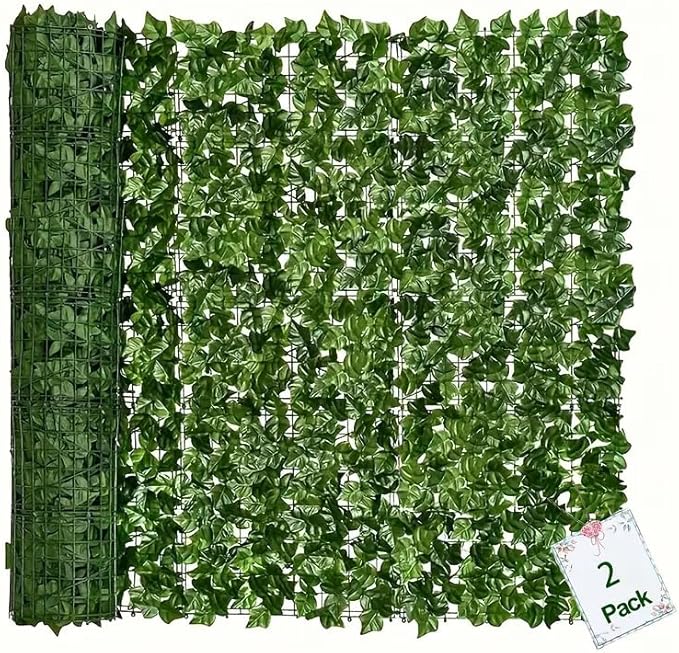 Artificial Ivy Privacy Fence Screen, Green Leaf Panels with Mesh Backing, 2 Pack, Outdoor Garden Patio Backyard Decor (Sweet Potato Leaves, 50 * 300CM)