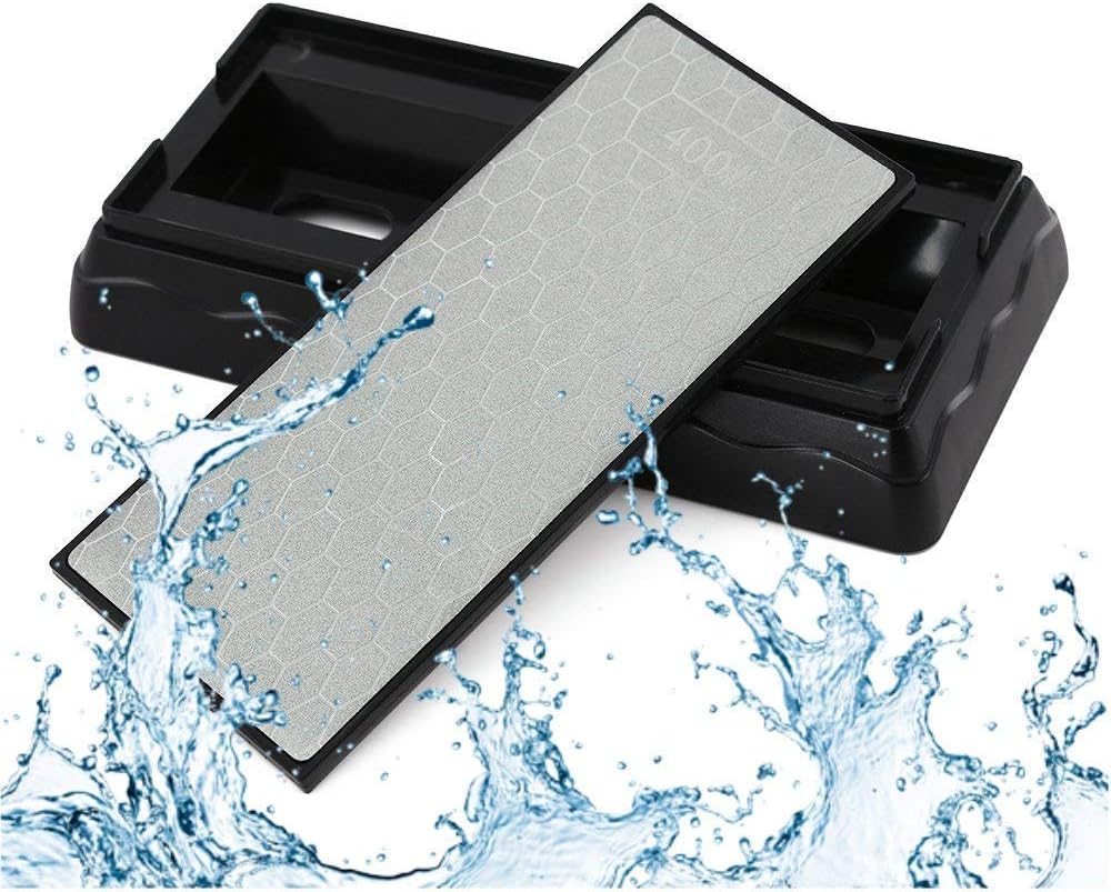 Double-sided Diamond Sharpening Stone, Knife Sharpener Stone diamond sharpener Honeycomb Surface Plate with Non-slip Base for Scissors Knives Outdoor Kitchen Sharpen Tools (400/1000 Grit)