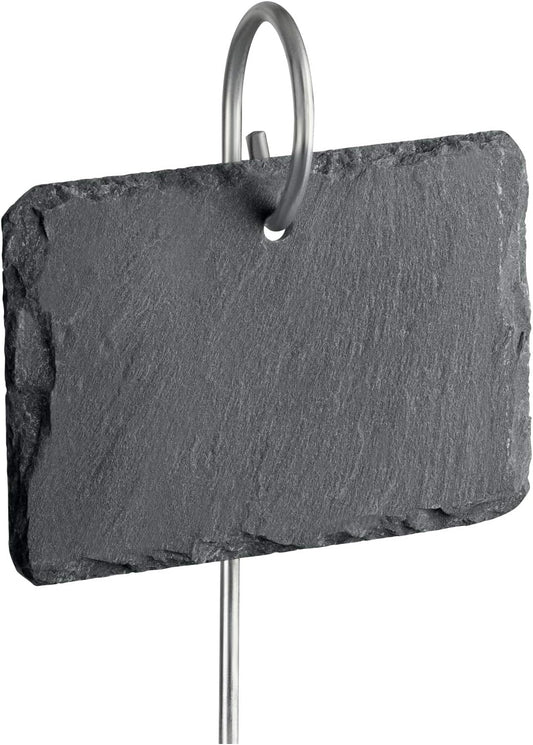 GardenMate 5-Pack Natural Style Slate Plant Labels (4"x 2 3/4") Hanging from a Stainless Steel Metal Rod (17")