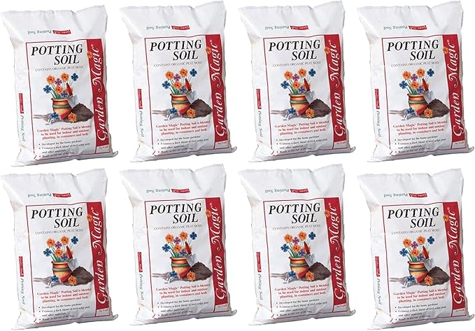Michigan Peat 5720 Garden Magic General Purpose Potting Soil Mix for Indoor Outdoor Planter Container Gardening, 20 Pound Bag (8 Pack)