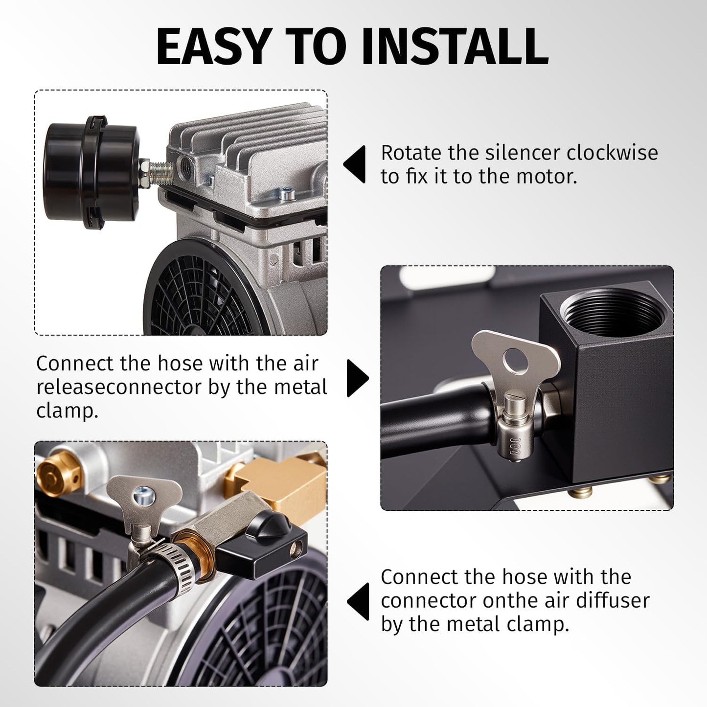 Pond & Lake Aeration System,Pond Aerator Pump,550W Power 5.2CFM for Up to 3 Acre with Timer,3/4 HP Compressor (NO Diffusers, 1)