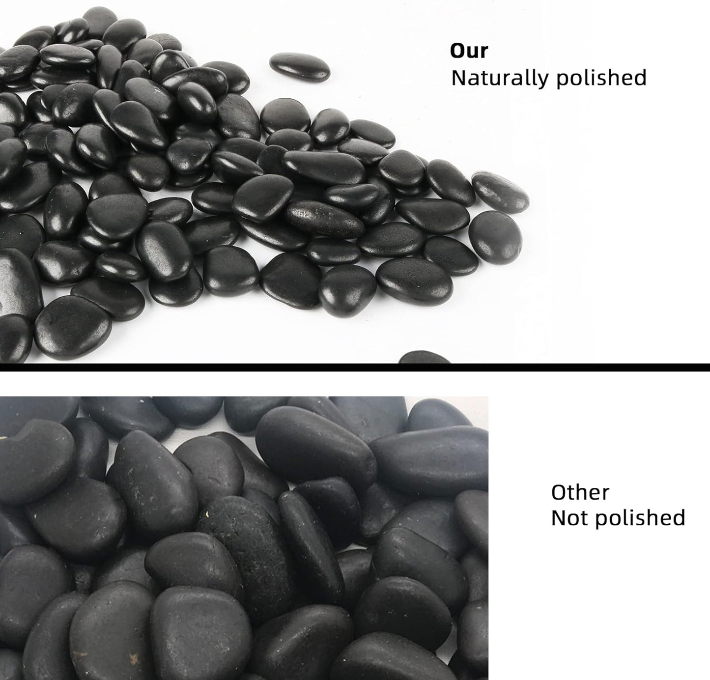 Black Pebbles for Plants 18lb 0.5"- 1" Aquarium Gravel Decorative Polished Stones Natural River Rocks for Fish Tank