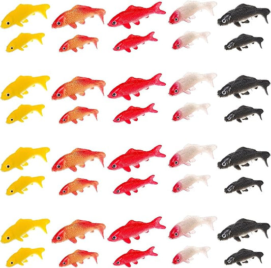 ZENFUN 50 Packs Mini Koi Fish, Cute Miniature Fish Fake Mini Fish Set, Plastic Small Koi Fish, Tiny Fish Model Bulk for Ornament Supplies, Cake Decoration, Fish Tank DIY, Fairy Garden Supplies