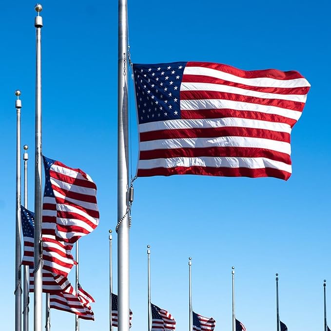 AZCOVER American Flag 10x15 FT Us Flag for Outside 100% in USA Heavy Duty Nylon American Flags for Outdoor with Embroidered Stars Sewn Stipes and Brass Grommets All Weather Lasting United States Flag