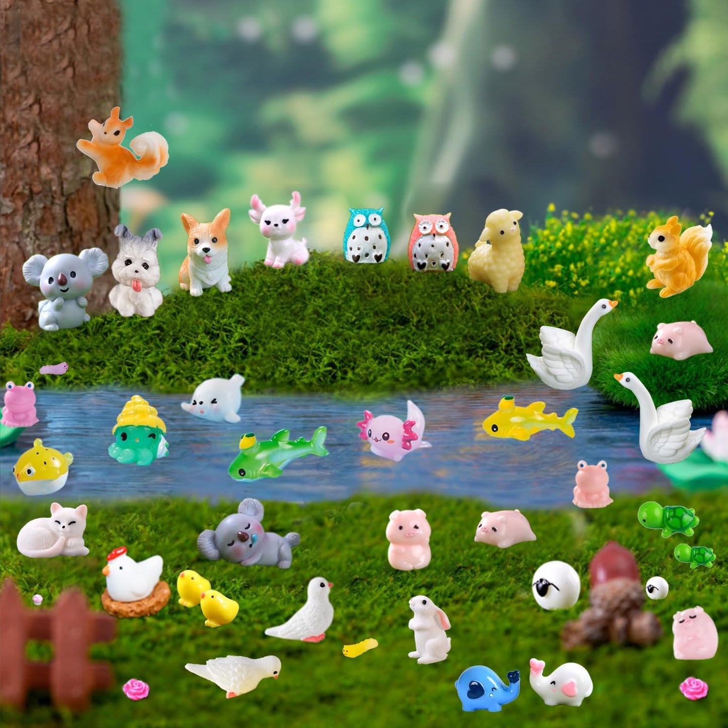 150 Pcs Mini Resin Animals - Tiny Resin Animal Miniature Animals Figurines Small Little Animal Figures Bulk for Fairy Garden Micro Landscape Dollhouse Accessories