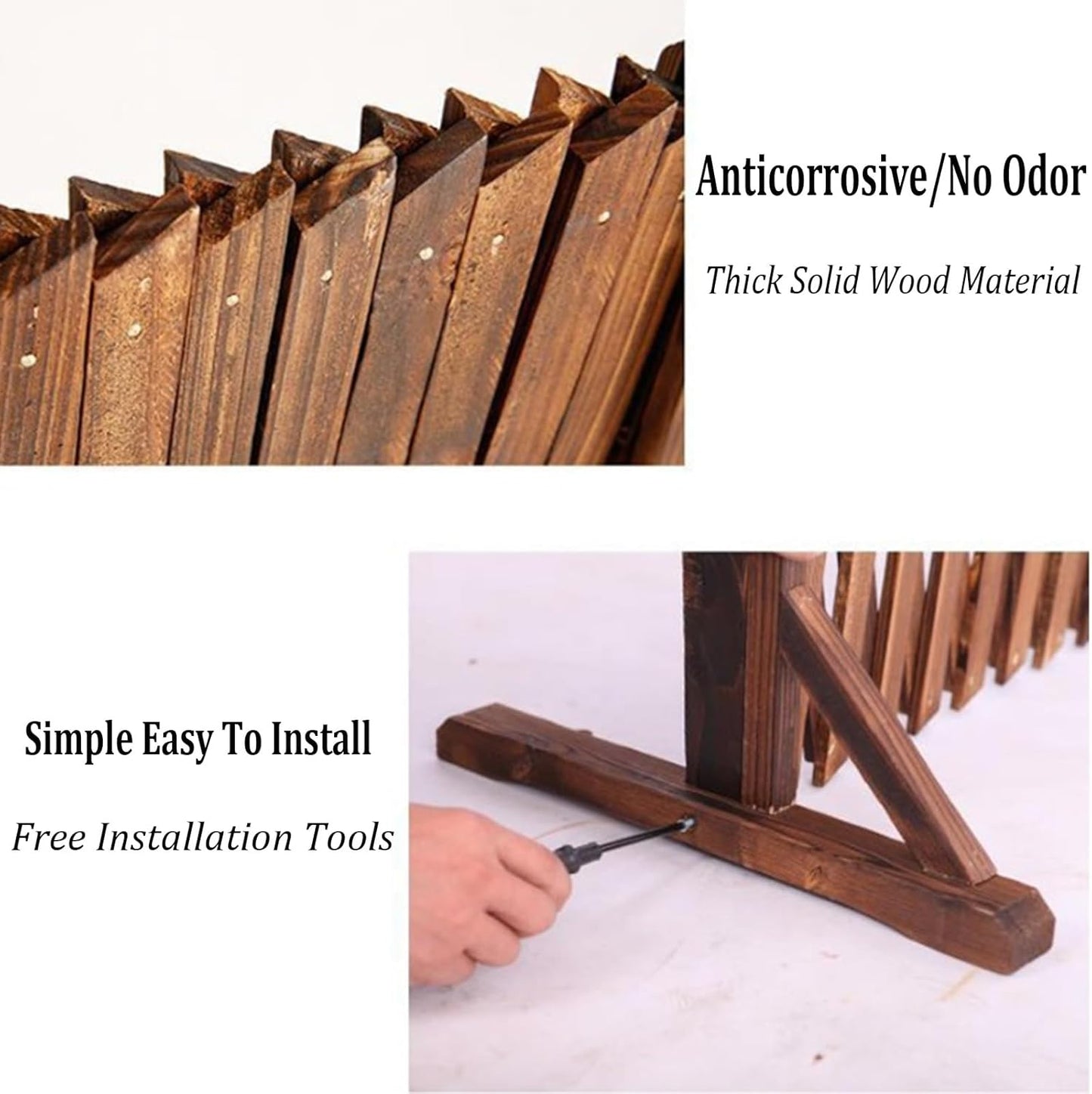 Expandable Wooden Lattice Fence - Retractable Garden Trellis Panel, Freestanding Fencing for Climbing Plants, No Dig Vertical Rack, Outdoor Pet Screen, Brown (82.67"x39.37")