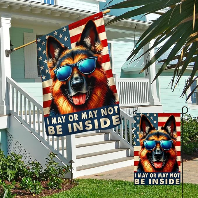 American Flag-Funny German Shepherd Dog American Flag TQN2748F, 3x5 ft. Flag-USA Flags Premium Polyester-Decorative Indoor Outdoor Flag