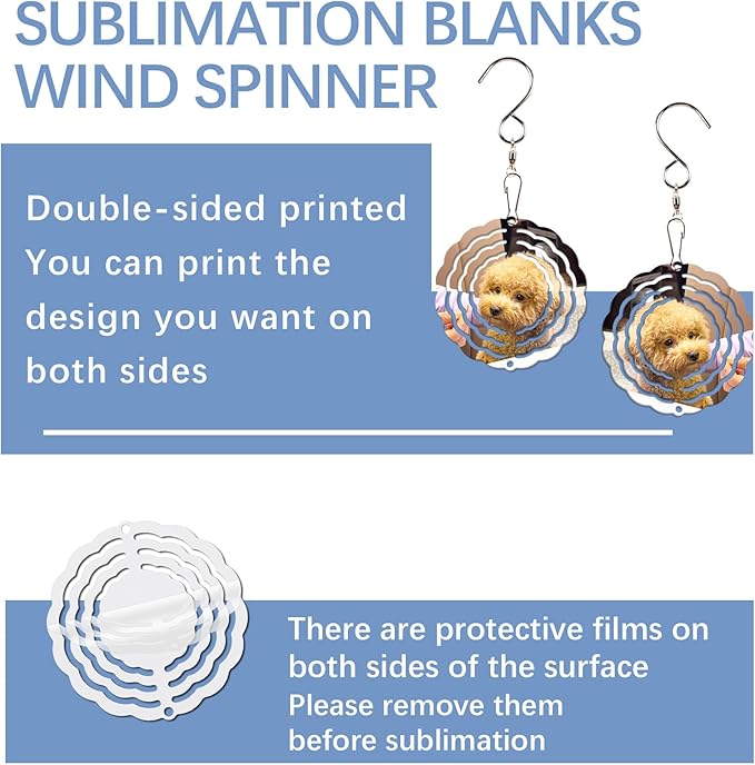 20 Pcs Sublimation Wind Spinner Blanks 3 Inch Bulk Aluminum Metal Ornaments Sublimation Blanks Products Heat Transfer Outdoor Garden Christmas Trees Decoration Sublimation Blank Wind Spinners