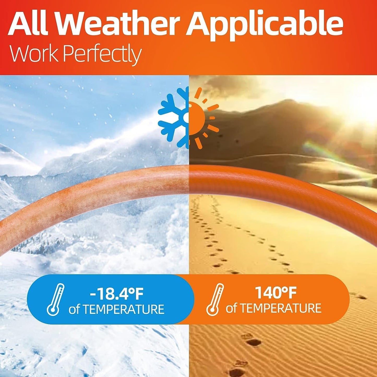 Garden Water Hose 200 ft x 5/8 in Heavy Duty, Flexible and Lightweight, Burst 600 psi, Kink-less Hybrid Rubber Pipe for Backyard, 3/4'' Brass Fittings, Orange