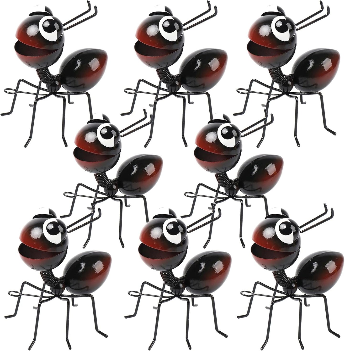 Metal Yard Art Garden Decor for Outside Cute Ants Yard Decorations Outdoor Lawn Ornaments Backyard Gifts for Mom - Set of 8（All Black）