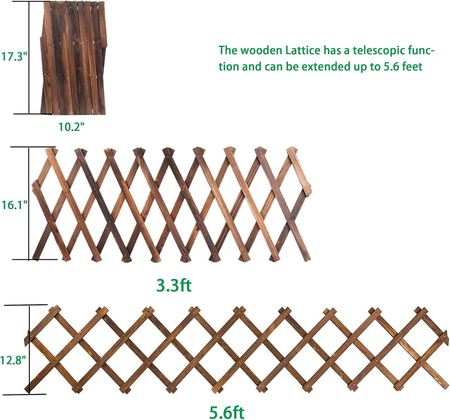 Wooden Lattice Panels for Outside 4Pack, 75"x11.8" Expandable Wood Lattice Fence Wall Garden Trellis Frame for Climbing Plants Outdoor Vine Ivy Rose Patio Room Decorative