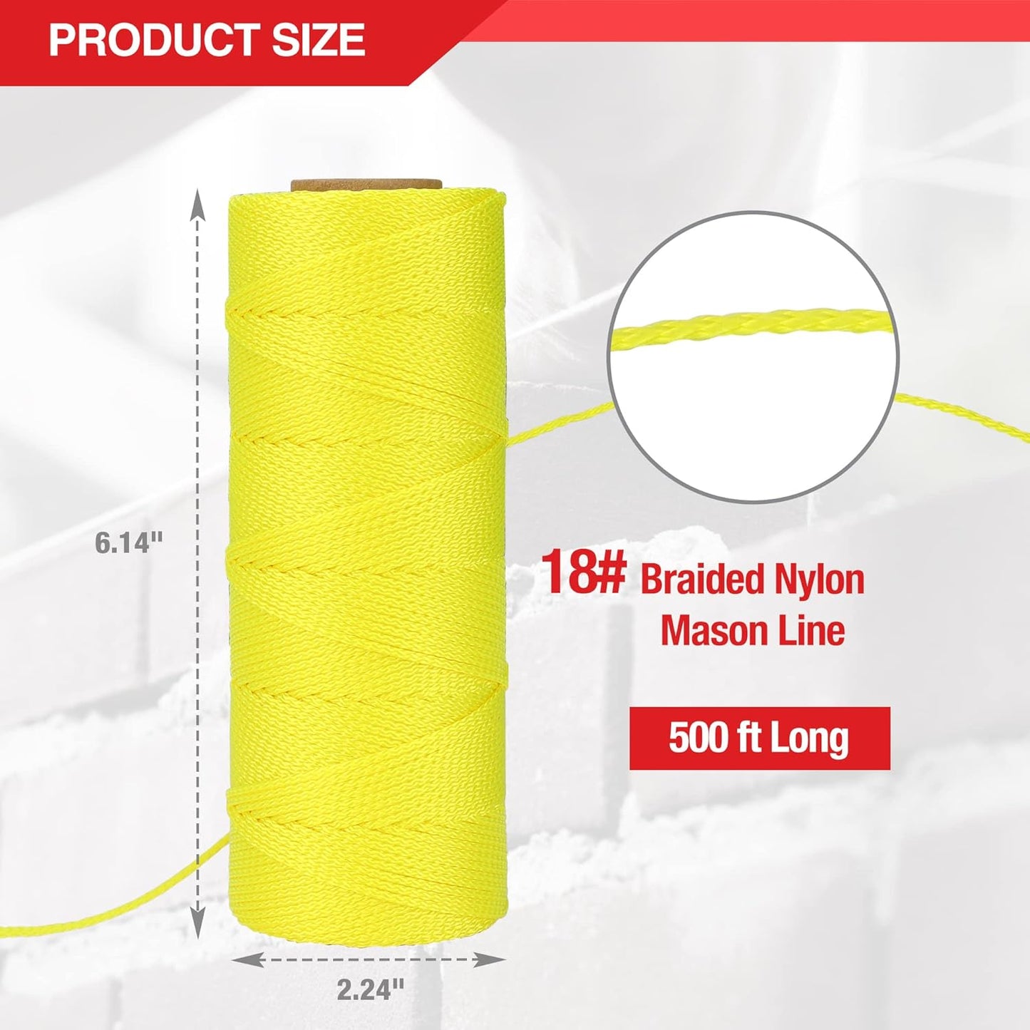 Goldblatt Mason Line, 500 Feet #18 Braided Nylon String Line, Nylon Twine for Gardening or Masonry Tools, Perfect Construction String for A String Level, Twine String for Gardening