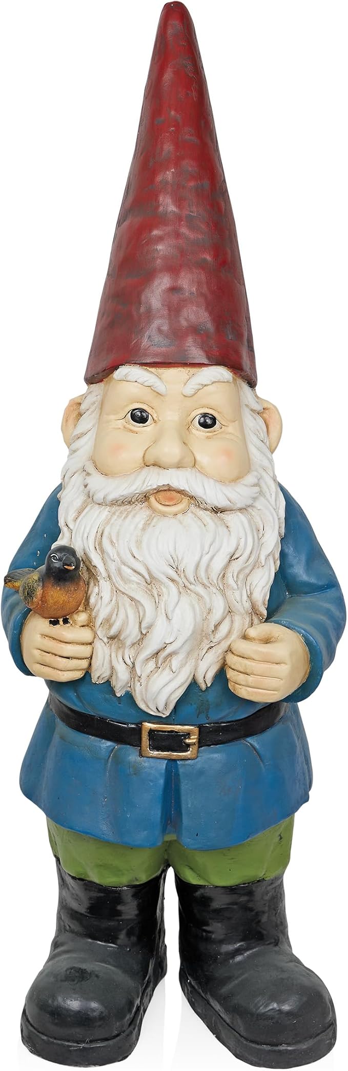 Alpine Corporation ZKD100 Jumbo Size Gnome with Bird Decor, Whimsical Gnome Statue for Patio & Garden, 48" H, Multicolor
