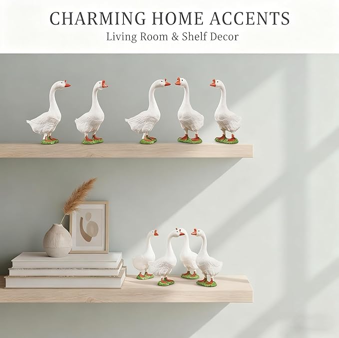 12 Pcs Desktop Goose Mini Plastic Desk Goose Statue, Small Geese Figurines for DIY Crafts, Farm Animal Theme Party, Home Garden and Car Decoration