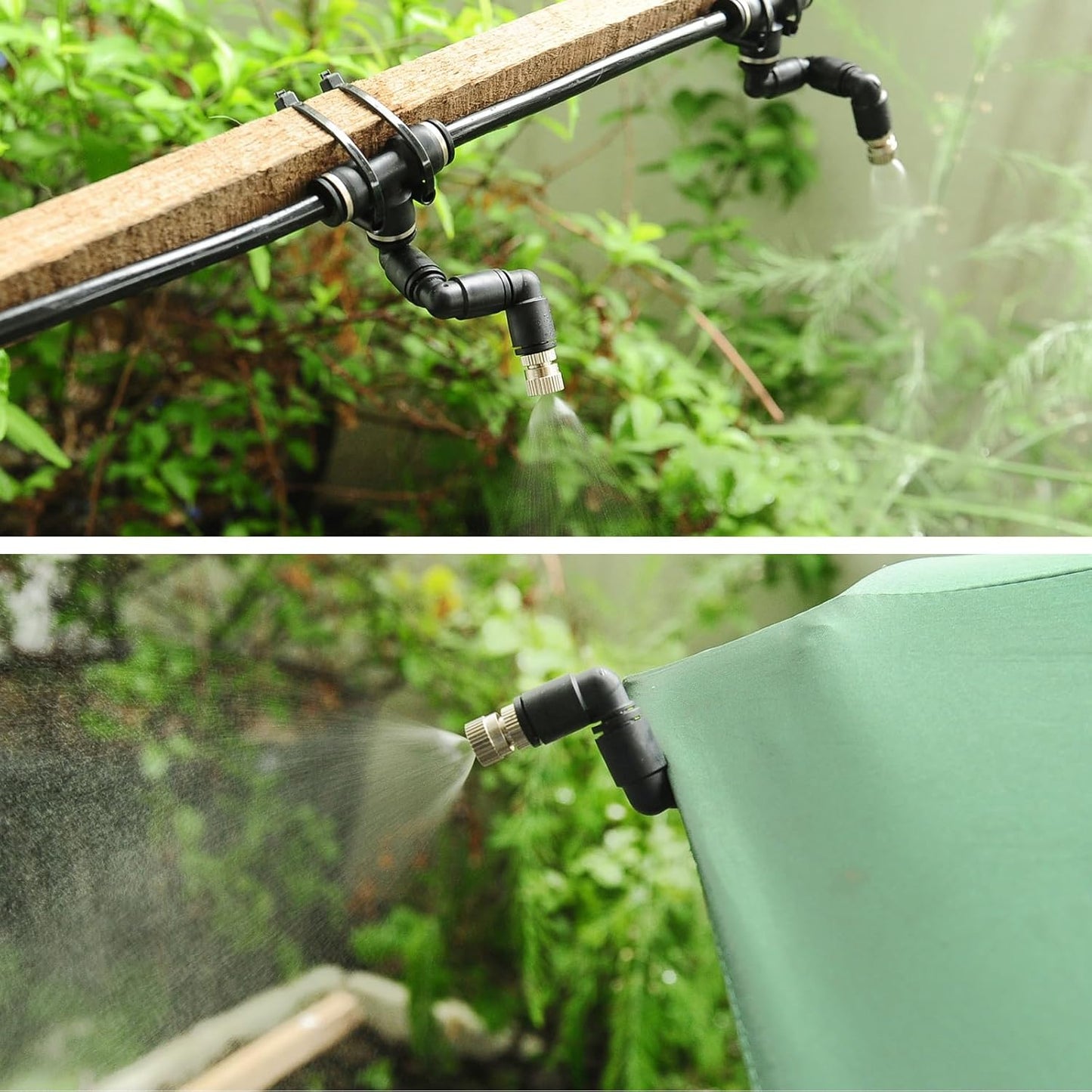 Outdoor Misting Cooling System, 32FT (10M) Misting Line + 8 Adjustable 360° Nozzles + 3/4” Threaded Adapter, Garden, Greenhouse, Misters for Outside Patio