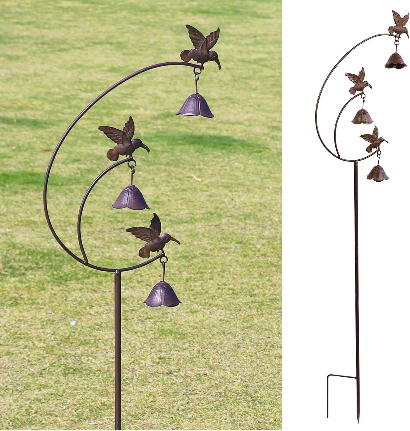 Gardens Metal Hummingbirds with Bells for Outside Garden Art,Decorative Garden Stakes