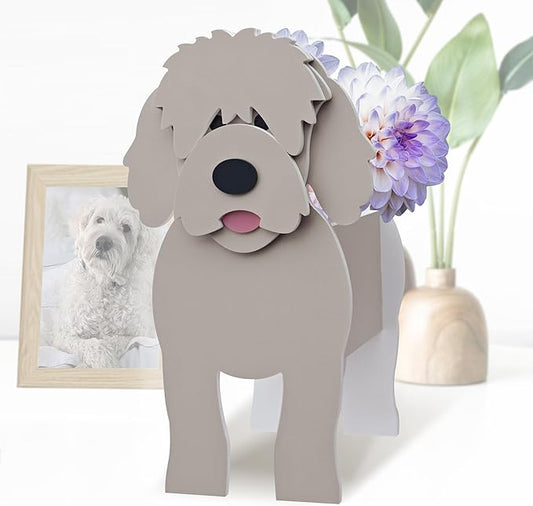 Golden Dou Dog Planter, Cute Animal Shape Flower Planters, Plant Pots for Indoor/Outdoor Garden Decor, Unique Gifts/Souvenirs for Pet Lovers (Large)