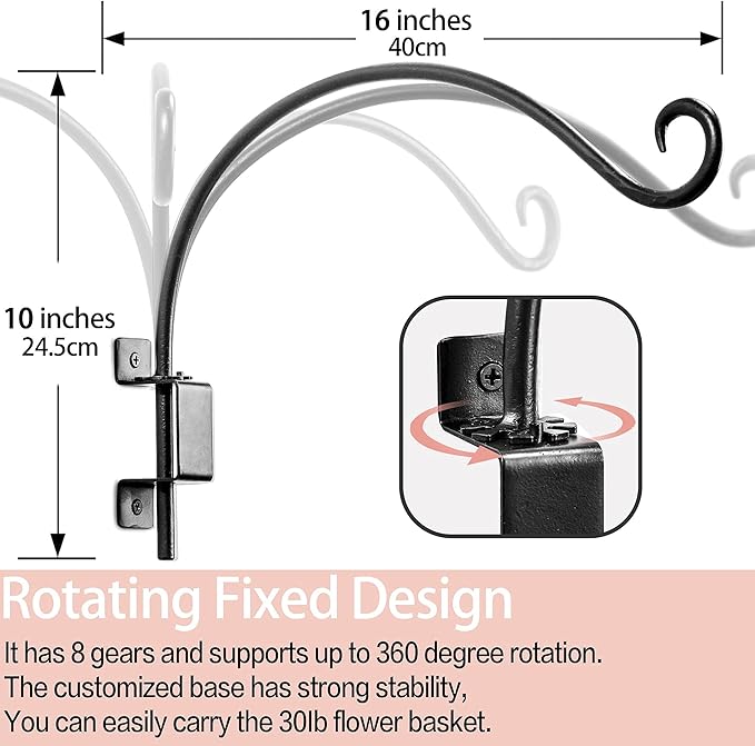 Qiang Ni Swivel Plant Hanger Bracket: Bird Feeder Hanger for Outdoor Wall Mount (16 - A, 16 Inch)