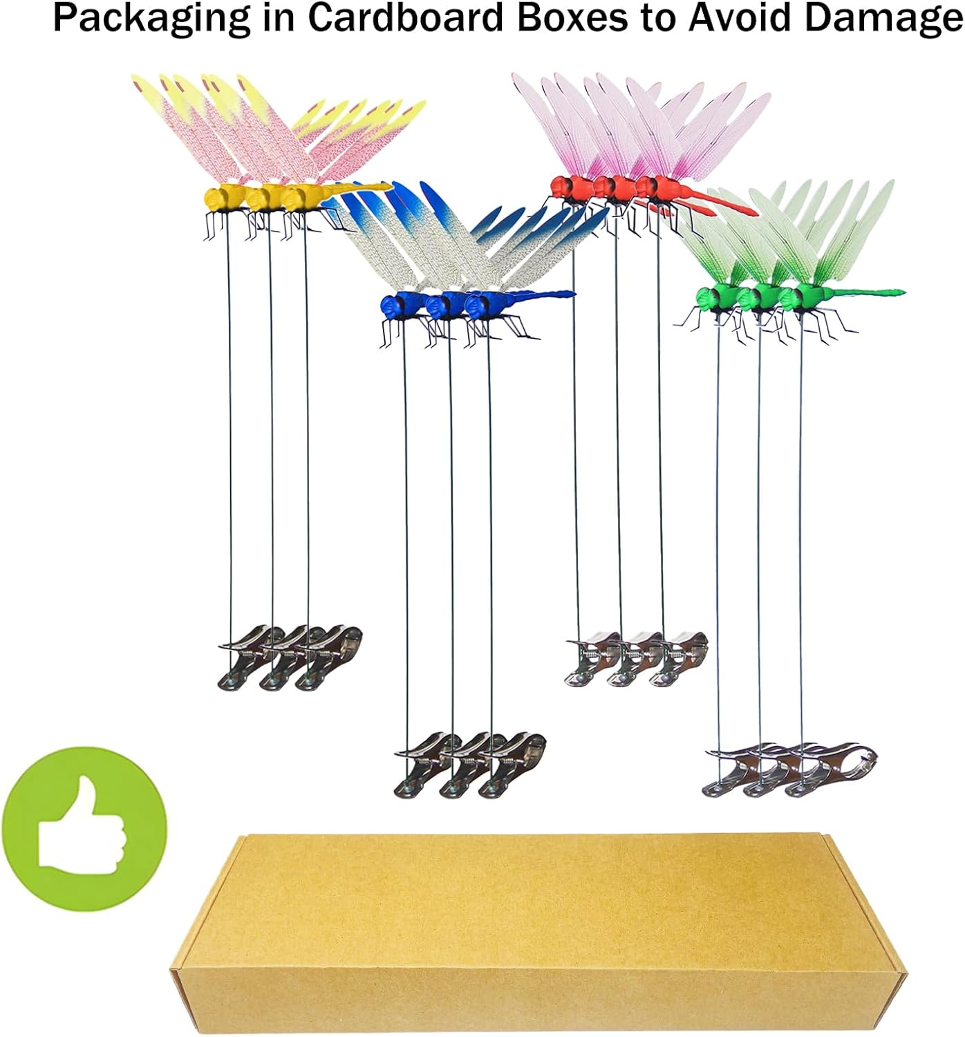 Jongdari 12pcs Dragonfly Hat Clip Bug Repellent Realistic Fake Dragonflies Clip-On Garden Outdoor Decor Stakes Plastic Dragon Fly Clips Plant Decorations for Pot