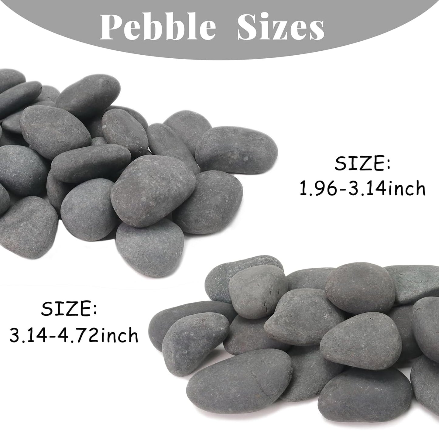 20LB Black Stones Pebbles River Rocks, Natural Beach Pebbles, 3-5" Garden Decorative Stones-3-5 Large Plant Rocks,Ideal for Aquarium, Home Decor