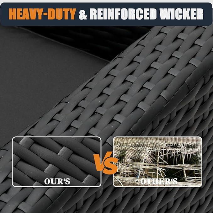 Patio Furniture Set with Fire Pit Table, 11 Pieces Outdoor All-Weather Wicker Conversation Sectional Chair Sofa Set with 2 Swivel Chairs