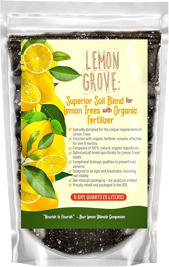 Organic Lemon Tree Soil – Citrus Potting Mix with Organic Fertilizer – Ideal for Potted Lemon Trees, Meyer Lemons & Citrus Plants – Chunky, Indoor & Outdoor (5 QUARTS)