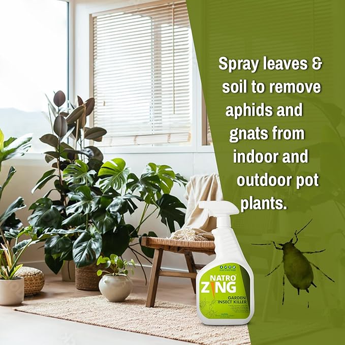 Garden Insect Killer 32 OZ, Pest Control for Plants Indoors & Outdoors,Kills Aphids, Mealybugs,Spider Mites and Gnats All Stages and Eggs,Plant Extract Based,Non-Toxic Child & Pets Safe