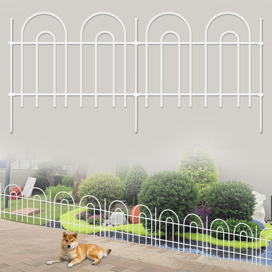 45ft X 13in Animal Barrier Fence, 32 Panels No Dig Fence for Dogs Rabbit, Anti Digging Defense Barrier Garden Edging Border, Rustproof Metal Arched Decorative Garden Fencing for Outdoor, Yard, White