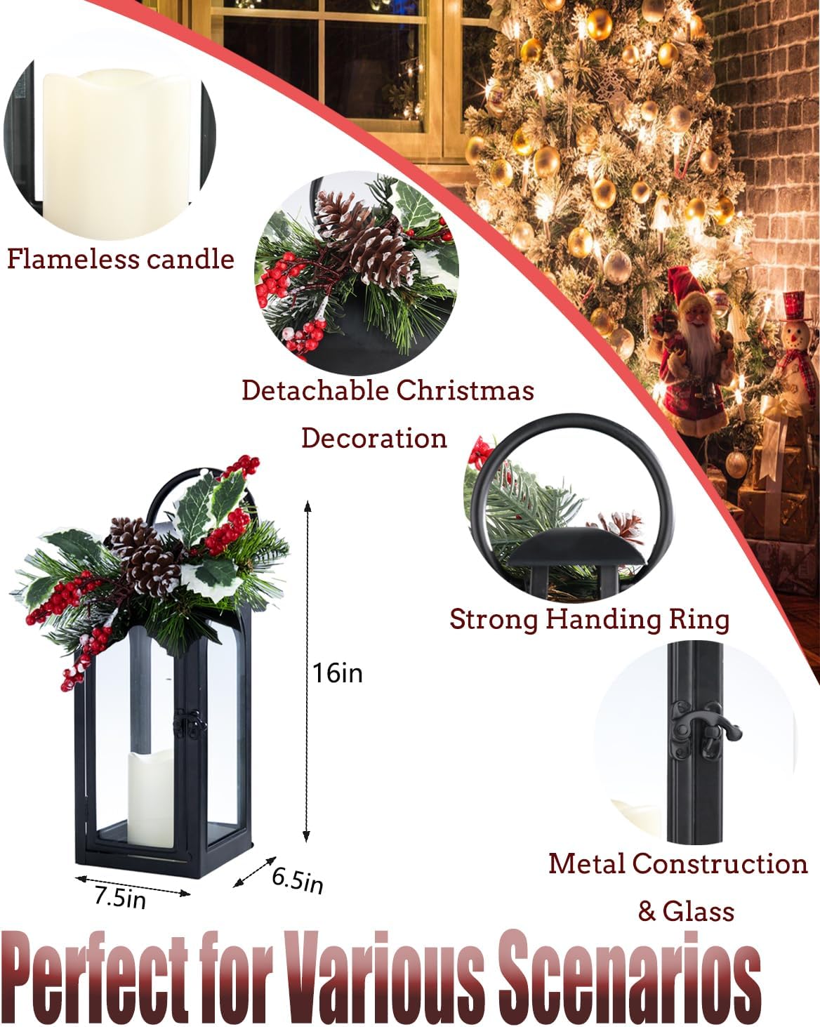 Bdor Lantern Decorative Candle Lantern 16 Inch Remote Vintage Decorations with Timer LED Metal Hanging Lantern for Home Outdoor Porch Decor Christmas Centerpieces for Tables