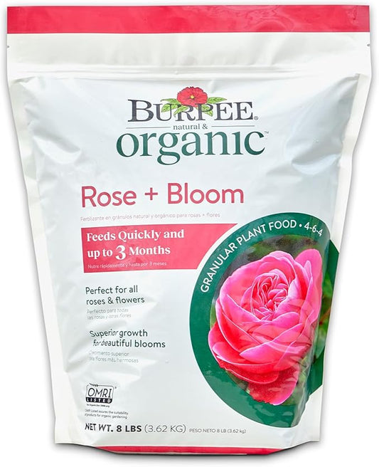 Burpee Organic Bloom Granular All-Natural Food for Roses and Flower Plants | Ideal for Container Gardens, Beds or Bushes, 4 lb, 4lb. Bag