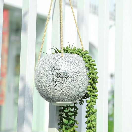 Hanging Planter Mosaic Garden Pot Small Flower Pot for Indoor Plant Disco Ball Hanging Planter with Drainage Sliver