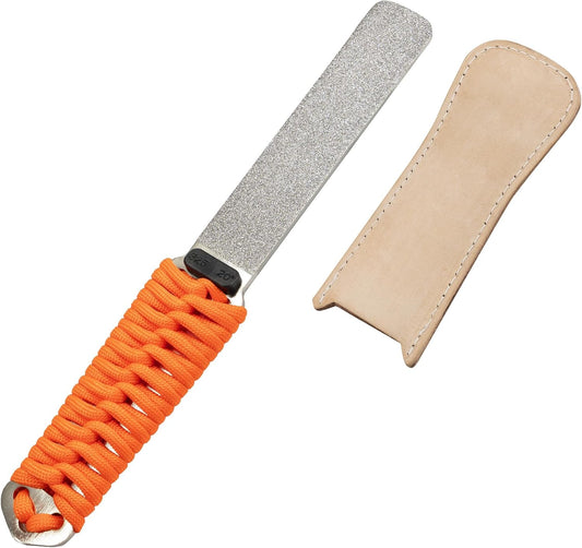 SHARPAL 181N Dual-Grit Diamond Sharpening Stone File Garden Tool Knife Sharpener with Leather Strop Coarse 325 / Extra Fine 1200 Grit for Lawn Mower Blade, Axe, Hatchet, Hedge Shears, Chisels, Drills