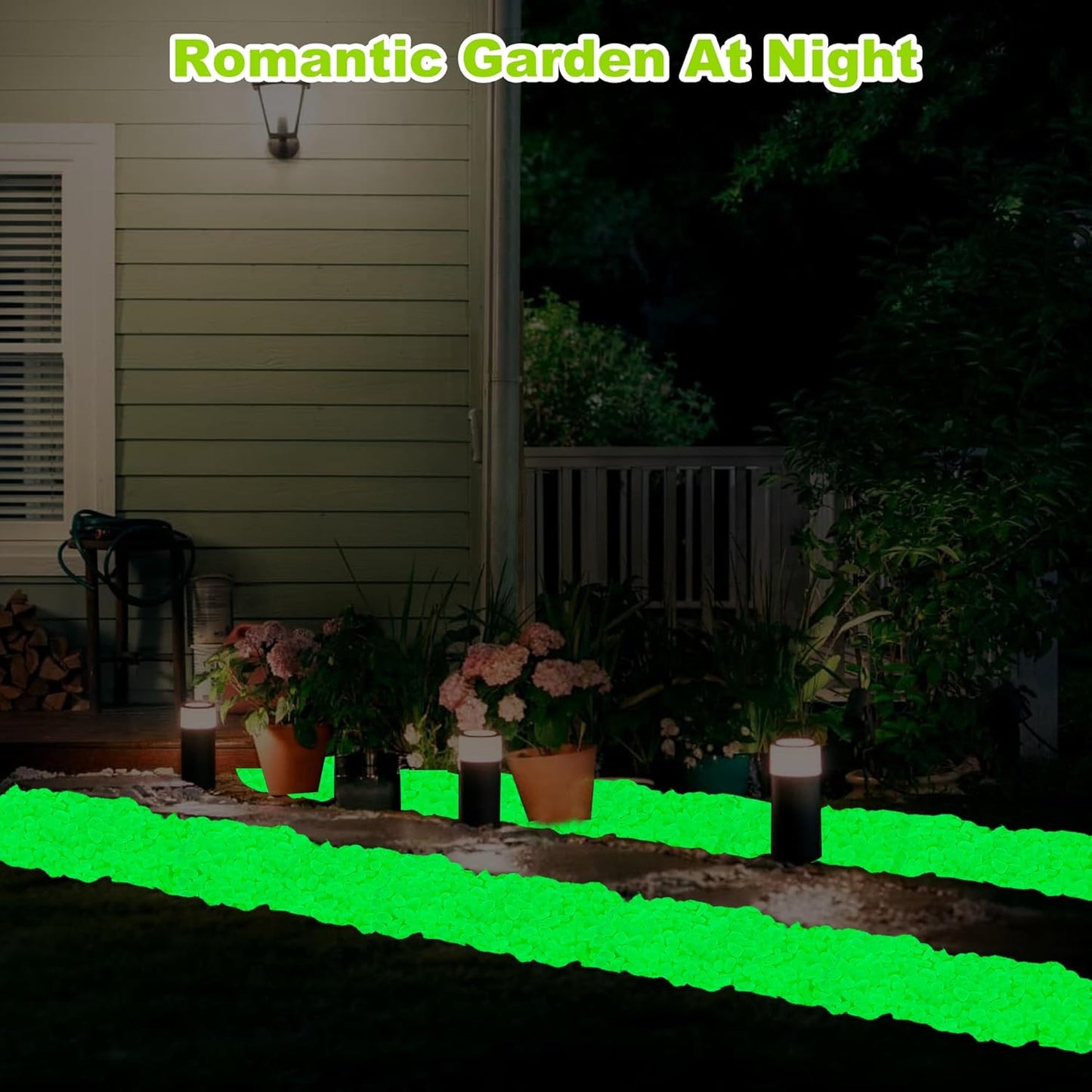 3000pc Glow in Dark Pebbles Glowing Rocks for Garden Outdoor Glow in The Dark Garden Stones Green Fish Tank Rocks Aquarium Rocks Glowing Rocks Outdoor for Driveway Walkway,Green