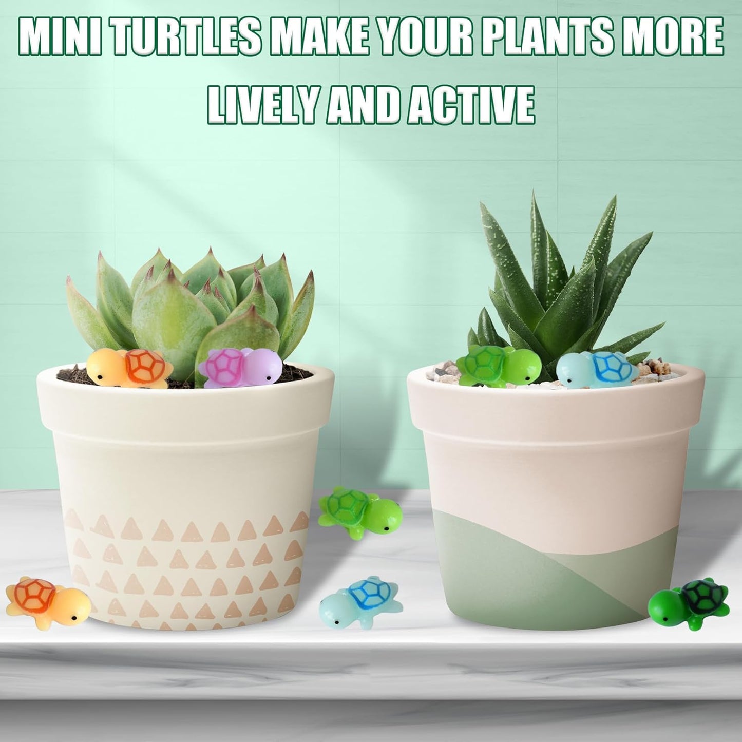 50 PCS Mini Turtle Miniature Sea Turtle Tiny Plastic Turtle Figurines for Garden Miniature Moss Landscape Decoration (Multi Colors)