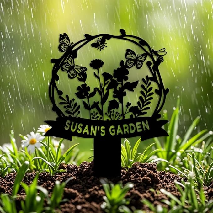 Personalized Garden Stake Metal Sign, Outdoor Metal Flower Garden Signs,Custom Garden Name Sign,Lawn Signs,Yard Sign,Gardening Decor Gifts 22inch
