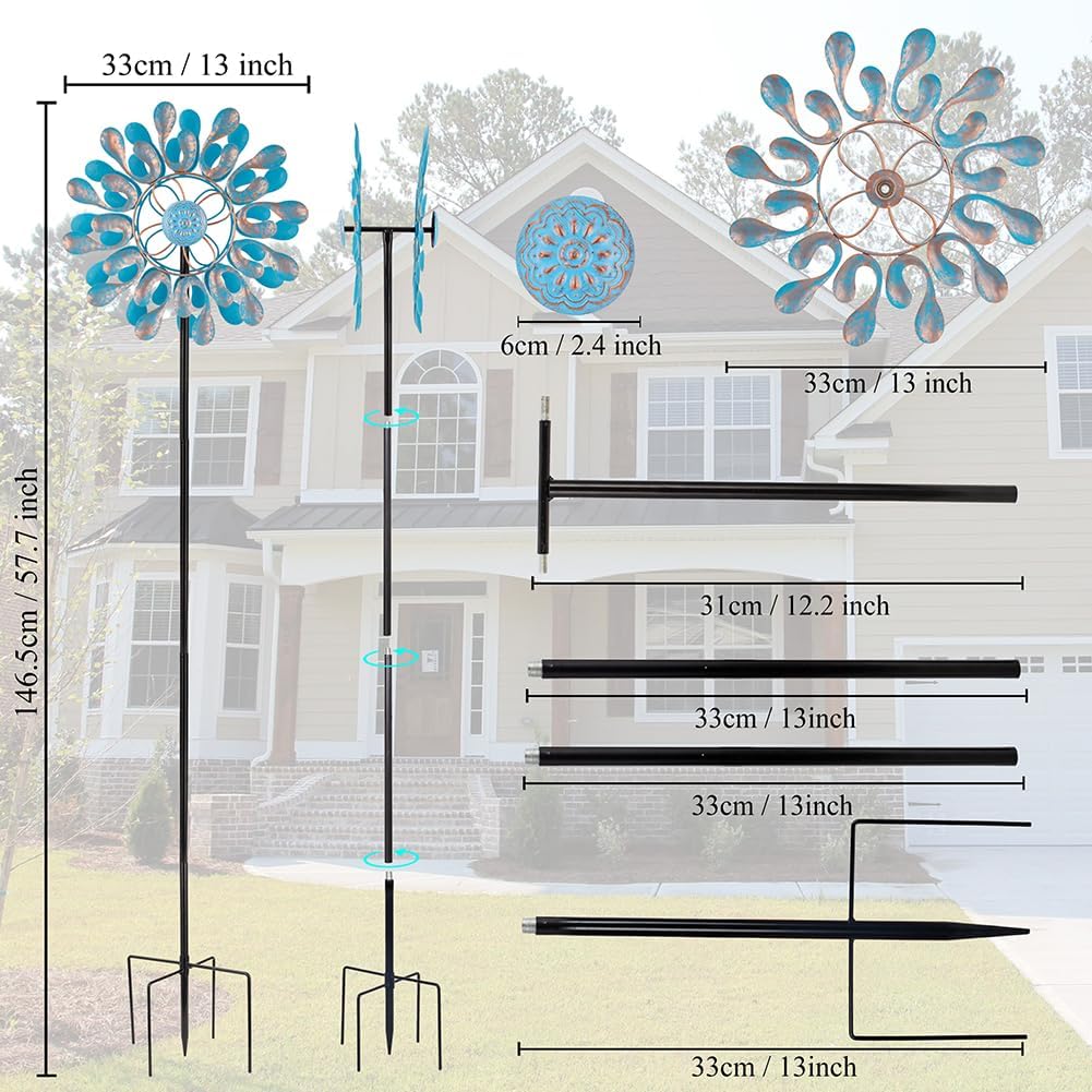 Metal Wind Spinner,Outdoor Wind Spinners & Sculptures for Yard and Garden Art Decor,Garden Windmill for Patio,Lawn