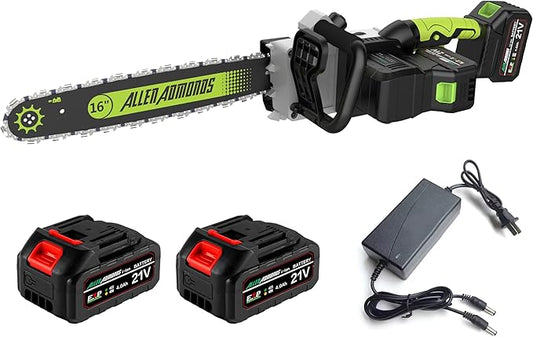 Cordless Chainsaw 16 Inch, 40V (2 x 20V MAX) Battery Powered Chain Saw, Brushless Chainsaw with Tool-free Chain Tension, Auto Oiler, 2 * 4.0Ah Battery & Fast Charger Included