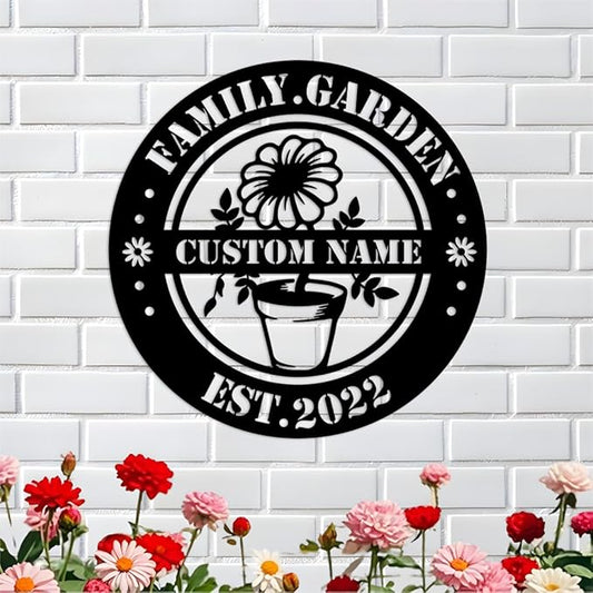 Custom Garden Metal Wall Art Personalized Garden Name Sign Yard Sign Decorative Outdoor Gardening Decor Gifts for Gardeners
