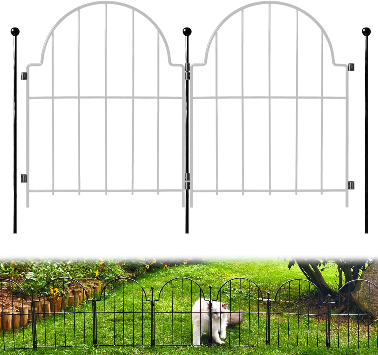 Decorative Garden Fence Stakes 3 Pack Without Fence Panels, Total 17in(H) No Dig Animal Barrier, Garden Border Edging Flower Outdoor Fences for Landscape Specialized Accessories