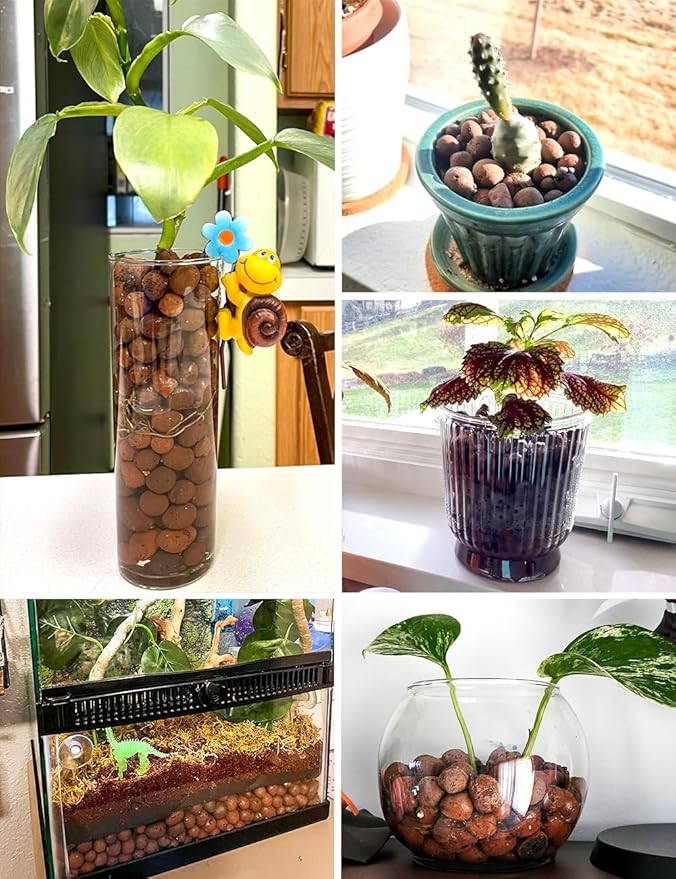 TOYPOPOR Leca Clay Pebbles for Plants, (6 Quarts) Leca Balls, Lightweight Clay Ball, Potting Mix, Grow Media Used for Drainage, Decoration, Aquaponics, Hydroponics and Other Gardening Essentials