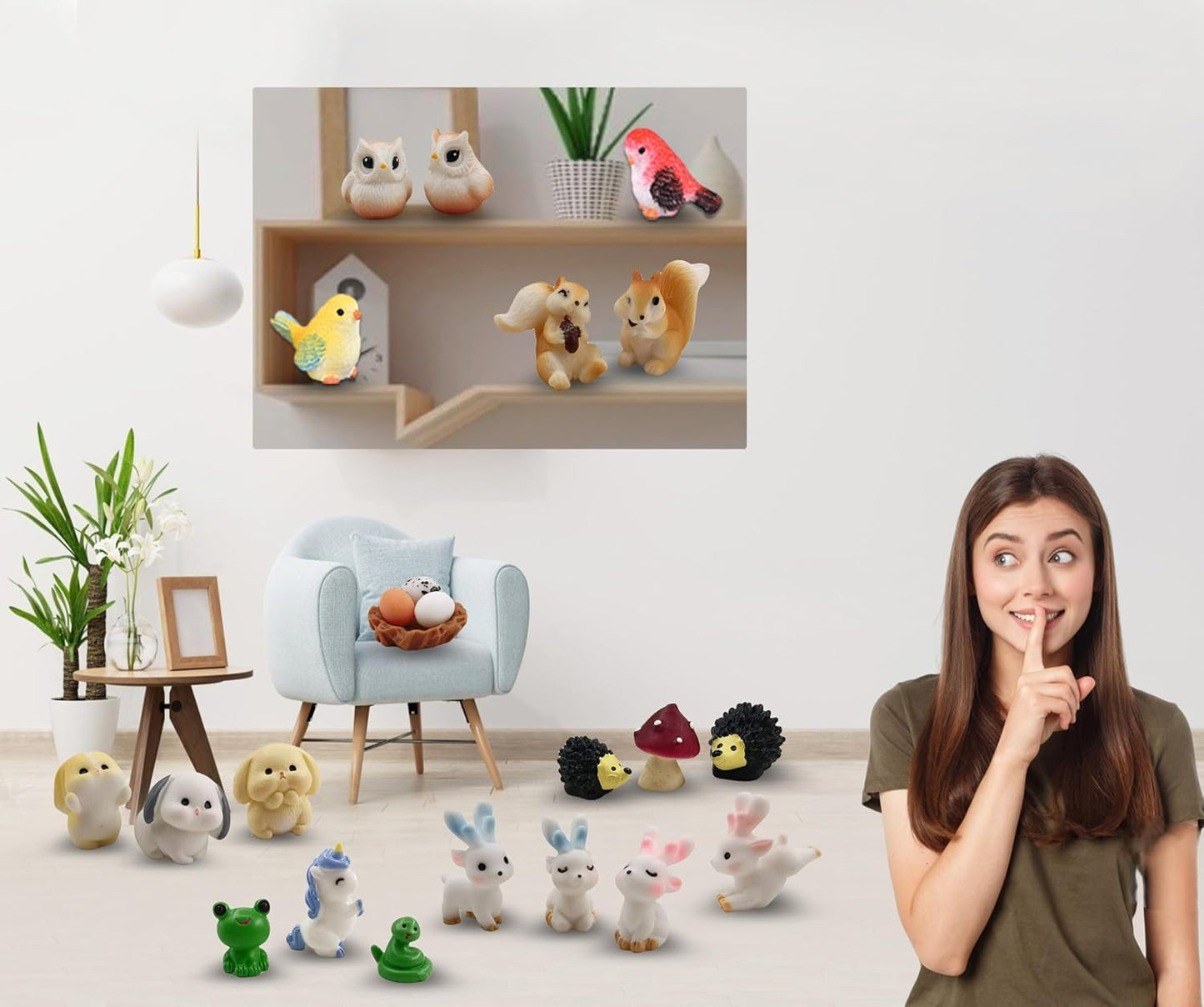 30 Pcs Tiny Resin Animals to Hide Mini Forest Animals Figurines for Miniature Garden Fairy Garden Succulents Plants Ornaments