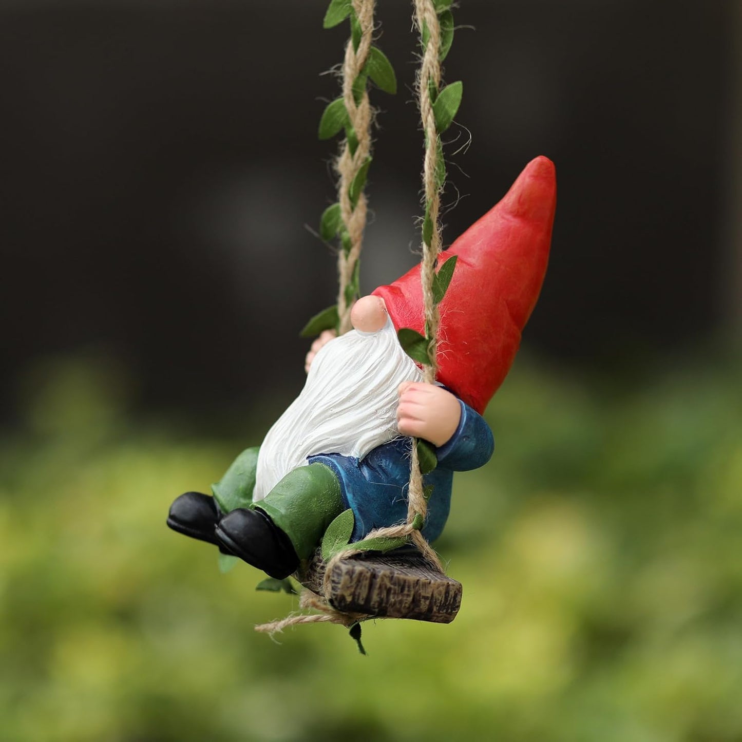 Garden Gnome on Swing Statue Decoration Figurine Ornament for Indoor Outdoor Home Patio Yard Lawn,Gift for Mom