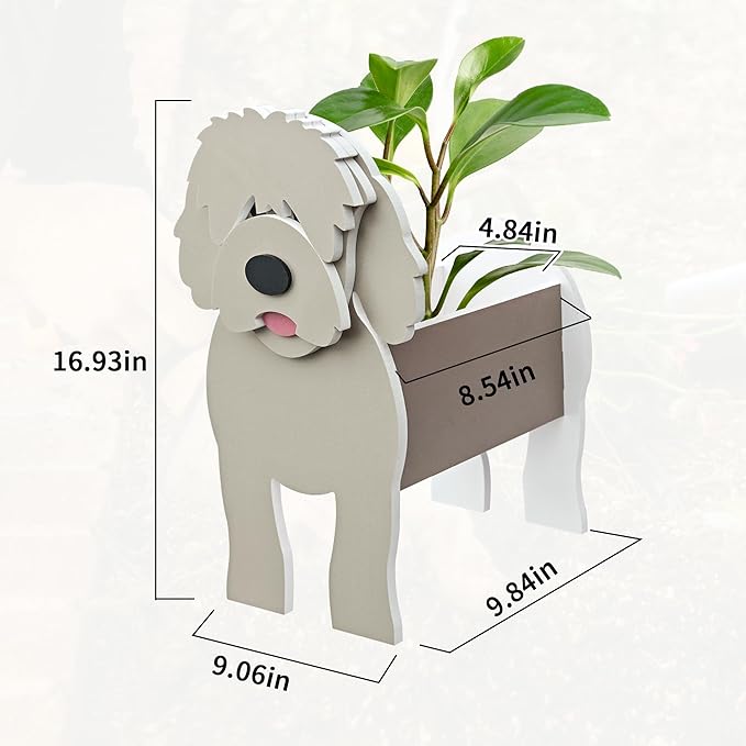 Golden Dou Dog Planter, Cute Animal Shape Flower Planters, Plant Pots for Indoor/Outdoor Garden Decor, Unique Gifts/Souvenirs for Pet Lovers (Large)